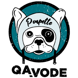 Logo poupette - tête d'un bouledogue français avec un casque